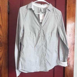 New (with tag), size 12 button up from H&M. Grayish/blue color with white.